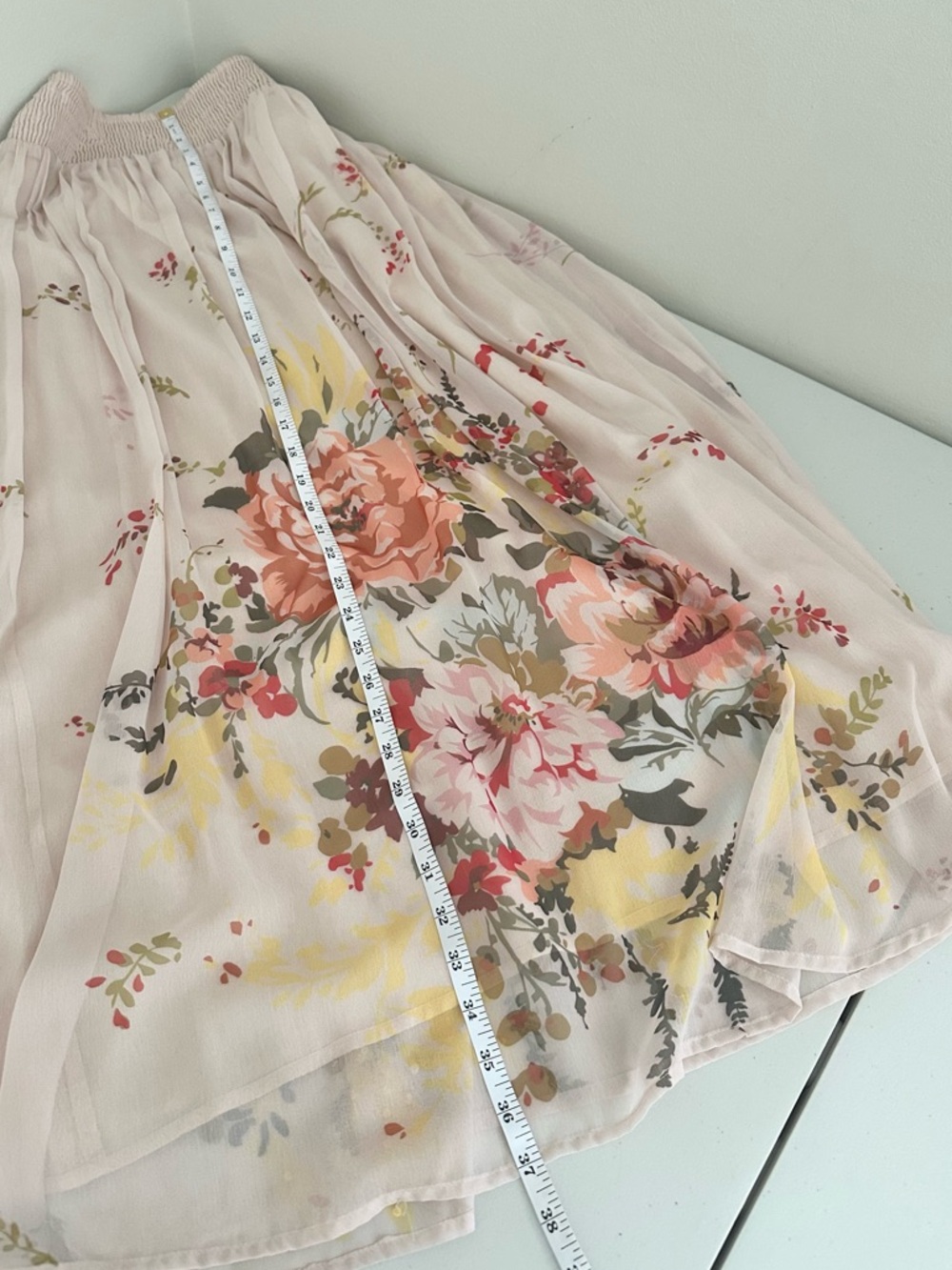 Soft Surroundings XS Pink Floral Midi Skirt Boho Chiffon Sequined Fairycore - Picture 6 of 10